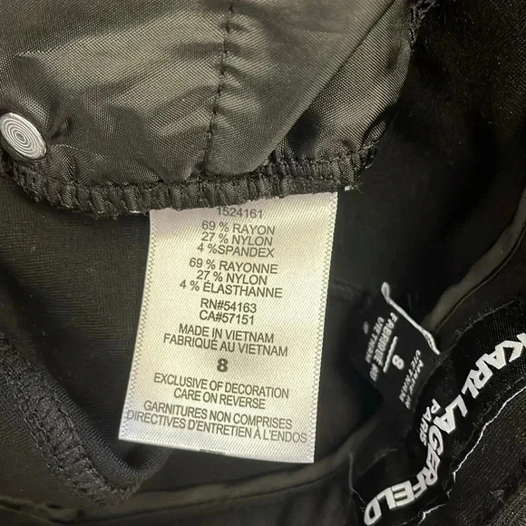 Karl Lagerfeld Paris Slim Fit Black Size 8 Stretch Pants - Picture 11 of 11